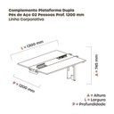 Ver imagem 3 de Complemento de Mesa Plataforma para Coworking para 2 Pessoas 130x120 130cm Industrial Walnut e Cinza Marrom