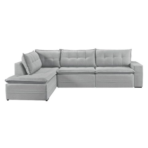 Sofá Retratil com Chaise Esquerda Titan 6 Lugares 2,96m Tecido Linho