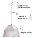 Ver imagem 3 de 3 Luminárias Prismática para Galpão Pavilhão Industrial 16 Pol 40cm Cabo 3m Cor:branco