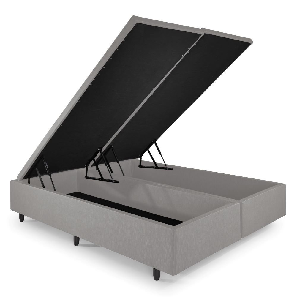 Cama Box com Baú Queen 158x198x42 Cm com Pistão a Gás Courino Linho - 3