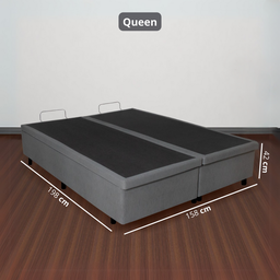 Cama Box com Baú Queen 158x198x42 Cm com Pistão a Gás Courino Linho - 2