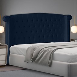 Cabeceira de Cama Box Toquio King 195 Cm Suede Azul Marinho Ec Móveis - 2