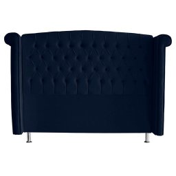 Cabeceira de Cama Box Toquio King 195 Cm Suede Azul Marinho Ec Móveis - 1