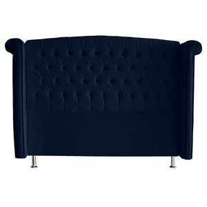 Cabeceira de Cama Box Toquio King 195 Cm Suede Azul Marinho Ec Móveis
