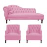 Divã Cancun 160cm Direito +2 Poltronas Genesis Rosa - 1
