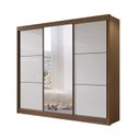 Ver imagem 2 de Guarda-Roupa Casal 3 Portas de Correr com Espelho 100 % MDF Cristal Marrom/Castanho/Off White