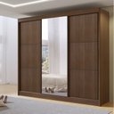 Ver imagem 6 de Guarda-Roupa Casal 3 Portas de Correr com Espelho 100 % MDF Cristal Marrom/Castanho/Off White