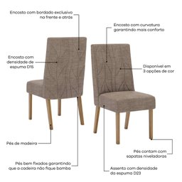 Conjunto Sala de Jantar Mesa Tampo Mdf 6 Cadeiras Jéssica Espresso Móveis - 5