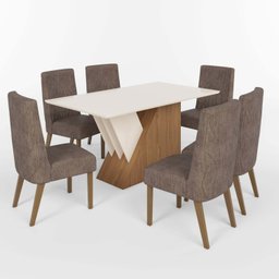 Conjunto Sala de Jantar Mesa Tampo Mdf 6 Cadeiras Jéssica Espresso Móveis - 2