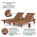 Ver imagem 4 de Kit 2 Espreguiçadeiras em Madeira Maciça para Piscina Marrom Maldivas 192 x 64cm