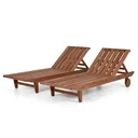 Ver imagem 2 de Kit 2 Espreguiçadeiras em Madeira Maciça para Piscina Marrom Maldivas 192 x 64cm