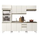 Ver imagem 2 de Cozinha Completa Modulada Torre Quente 5 Peças 100% MDF Angela Branco/Bianco Tok/Off White Cetim