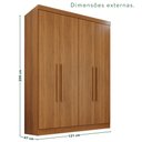 Ver imagem 3 de Guarda-Roupa Solteiro 4 Portas 2 Gavetas França Cinamomo