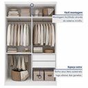 Ver imagem 7 de Guarda Roupa Solteiro Premium Bella 138cm com Espelho 2 Portas 2 Gavetas Yescasa Branco