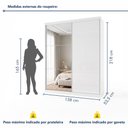 Ver imagem 4 de Guarda Roupa Solteiro Premium Bella 138cm com Espelho 2 Portas 2 Gavetas Yescasa Branco
