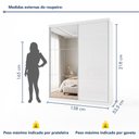 Ver imagem 4 de Guarda Roupa Solteiro Premium Bella 138cm com Espelho 2 Portas 2 Gavetas Yescasa Branco
