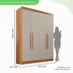 Guarda-roupa Casal 4 Portas 2 Gavetas França - 4