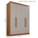 Ver imagem 4 de Guarda-Roupa Solteiro 4 Portas 2 Gavetas França Off White/Cinamomo