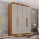 Ver imagem 1 de Guarda-Roupa Solteiro 4 Portas 2 Gavetas França Off White/Cinamomo