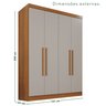 Guarda-roupa Casal 4 Portas 2 Gavetas França - 4