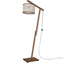 Ver imagem 1 de Luminária de Chão Aurora com Pés de Madeira e Tela Indiana Marrom 160cm