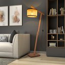 Ver imagem 2 de Luminária de Chão Aurora com Pés de Madeira e Tela Indiana Marrom 160cm