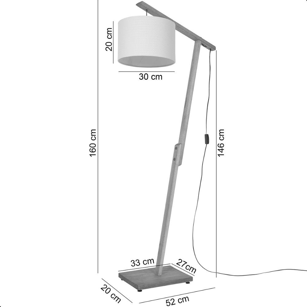 Luminária de Chão Aurora com Pés de Madeira e Tela Indiana Marrom 160cm - 5