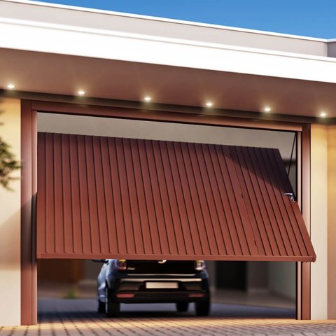 Portão de Aço Contrapeso com Painel em Chapa Frisada 220x265x12