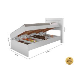 Cama Solteiro Mdf/mdp Larissa com Baú Organização e Armazenamento - 3