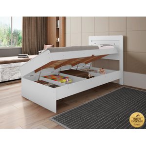 Cama Solteiro Mdf/mdp Larissa com Baú Organização e Armazenamento