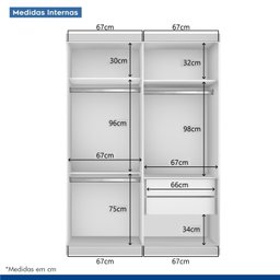 Guarda Roupa Solteiro Premium Mia 138cm com Espelho 2 Portas 2 Gavetas Minastex      - 7