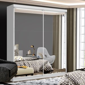 Guarda Roupa Solteiro Premium Mia 138cm com Espelho 2 Portas 2 Gavetas Minastex     