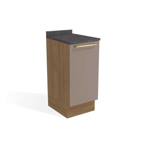 Balcão de Cozinha Botanic M621 1 Porta c/ Tampo- Kappesberg Nogueira/Fendi/Cinzel - Kappesberg