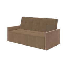 Sofa Cama 4 Lugares Retrátil e Reclinável Paris 2,10m Veludo Marrom - Luxo Estofados - 4