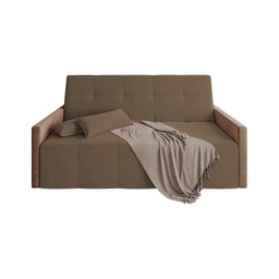 Sofa Cama 4 Lugares Retrátil e Reclinável Paris 2,10m Veludo Marrom - Luxo Estofados - 3