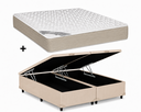 Ver imagem 1 de Cama Box Bau Casal Bipartido Bege Colchão Tecnopedic Revolution New One Face 138x188 - Castor