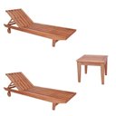 Ver imagem 1 de Conjunto 2 Espreguiçadeiras e 1 Mesinha de Centro para Jardim em Madeira Maciça