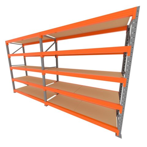 Mini Porta Pallet 200 Kg por Nivel Inicial + Continuação com 5 Niveis Laranja com Mdf Cru
