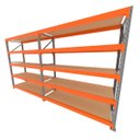 Ver imagem 1 de Mini Porta Pallet 200 Kg por Nivel Inicial + Continuação com 5 Niveis Laranja com Mdf Cru