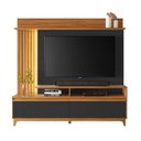 Ver imagem 7 de Estante Home Theater Ripado para TV até 60 Polegadas com 183cmx185,5cm Pés em Madeira Maciça 2 Portas Basculantes Detalhe e Fita Led Marrom Freijó/Preto
