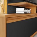 Ver imagem 6 de Estante Home Theater Ripado para TV até 60 Polegadas com 183cmx185,5cm Pés em Madeira Maciça 2 Portas Basculantes Detalhe e Fita Led Marrom Freijó/Preto