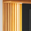 Ver imagem 5 de Estante Home Theater Ripado para TV até 60 Polegadas com 183cmx185,5cm Pés em Madeira Maciça 2 Portas Basculantes Detalhe e Fita Led Marrom Freijó/Preto