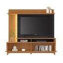 Ver imagem 4 de Estante Home Theater Ripado para TV até 60 Polegadas com 183cmx185,5cm Pés em Madeira Maciça 2 Portas Basculantes Detalhe e Fita Led Marrom Freijó/Preto