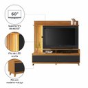 Ver mais imagens de Estante Home Theater Ripado para TV até 60 Polegadas com 183cmx185,5cm Pés em Madeira Maciça 2 Portas Basculantes Detalhe e Fita Led Marrom Freijó/Preto
