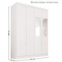 Ver imagem 3 de Guarda-Roupa Solteiro com Espelho 4 Portas 2 Gavetas França Branco