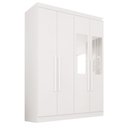 Ver imagem 2 de Guarda-Roupa Solteiro com Espelho 4 Portas 2 Gavetas França Branco