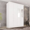 Ver imagem 1 de Guarda-Roupa Solteiro com Espelho 4 Portas 2 Gavetas França Branco