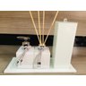 Kit Lavabo Pia Jogo Saboneteira Branco Prata Porta Escova - 1