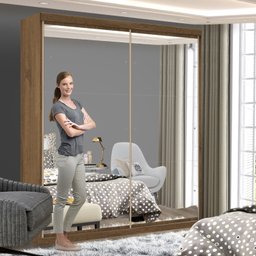Guarda Roupa Solteiro Premium Mia 138cm com Espelho 2 Portas 2 Gavetas Minastex        - 8