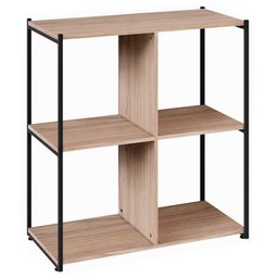 Estante Livreiro Baixa 80Cm Estilo Industrial Use G04 Málaga/Preto - Mpozenato - 1